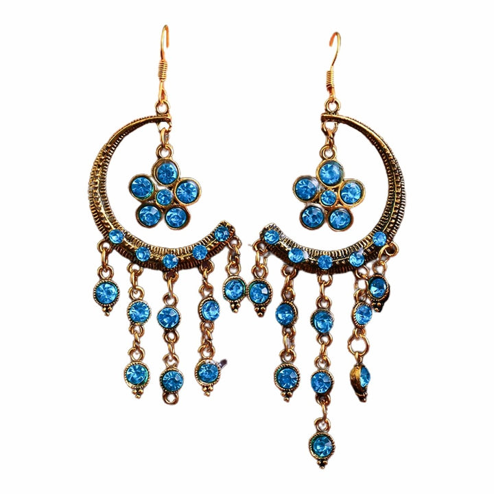 1 Pair Hook Earrings Half Moon Shape Tassels Jewelry Exquisite Long Lasting Dangle Earrings for Banquet Image 4