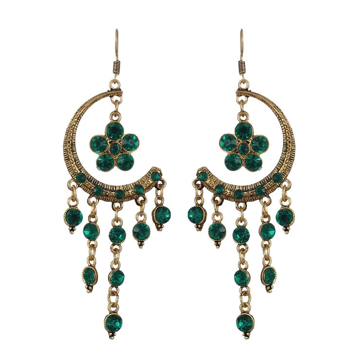 1 Pair Hook Earrings Half Moon Shape Tassels Jewelry Exquisite Long Lasting Dangle Earrings for Banquet Image 1