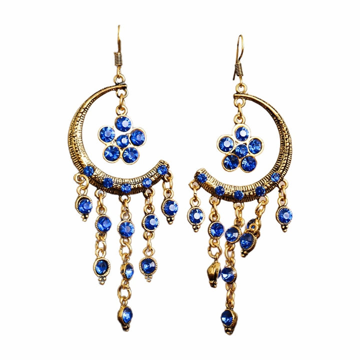 1 Pair Hook Earrings Half Moon Shape Tassels Jewelry Exquisite Long Lasting Dangle Earrings for Banquet Image 6