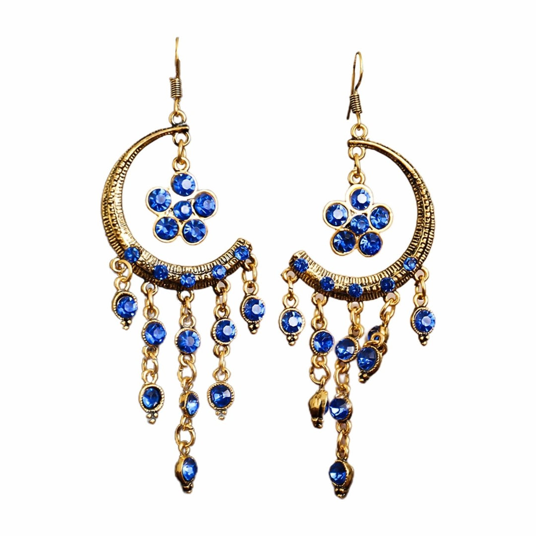 1 Pair Hook Earrings Half Moon Shape Tassels Jewelry Exquisite Long Lasting Dangle Earrings for Banquet Image 1