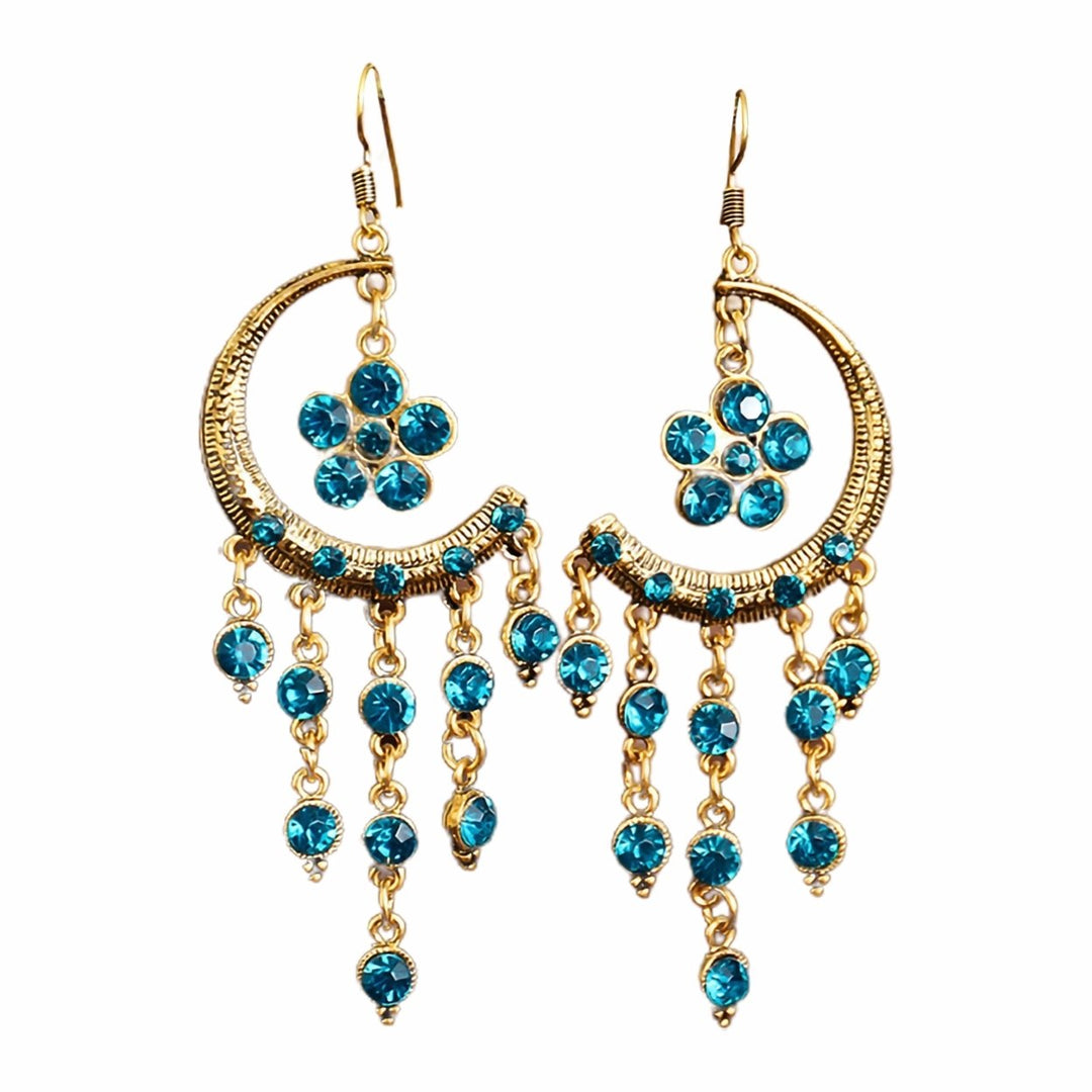 1 Pair Hook Earrings Half Moon Shape Tassels Jewelry Exquisite Long Lasting Dangle Earrings for Banquet Image 7