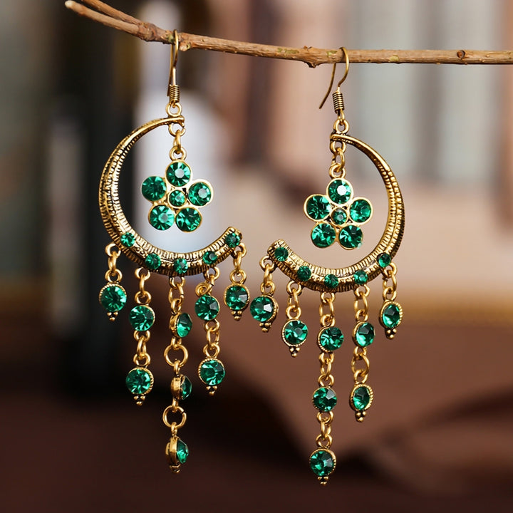 1 Pair Hook Earrings Half Moon Shape Tassels Jewelry Exquisite Long Lasting Dangle Earrings for Banquet Image 8