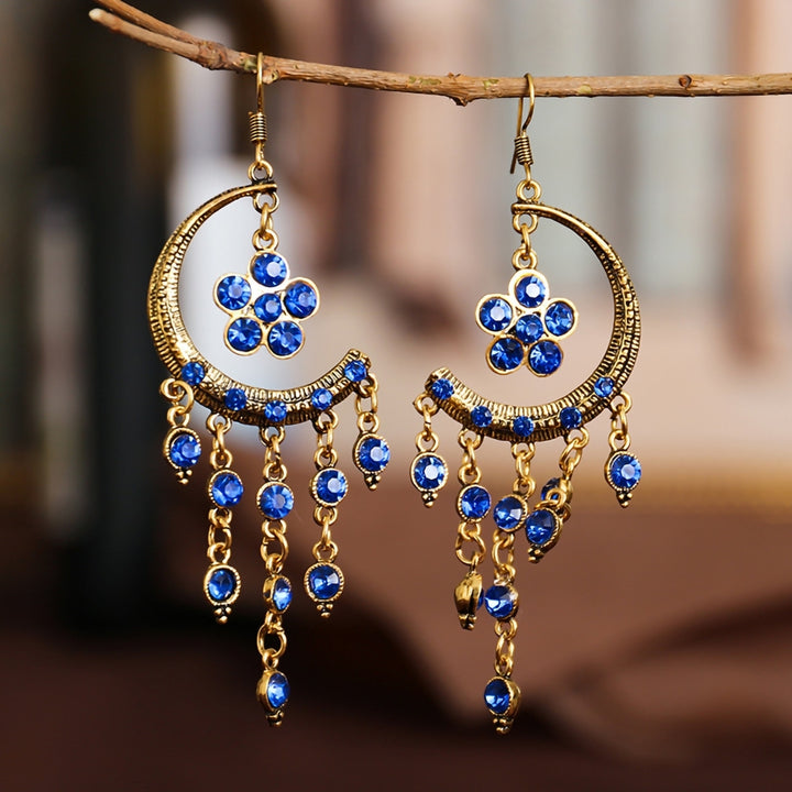 1 Pair Hook Earrings Half Moon Shape Tassels Jewelry Exquisite Long Lasting Dangle Earrings for Banquet Image 9