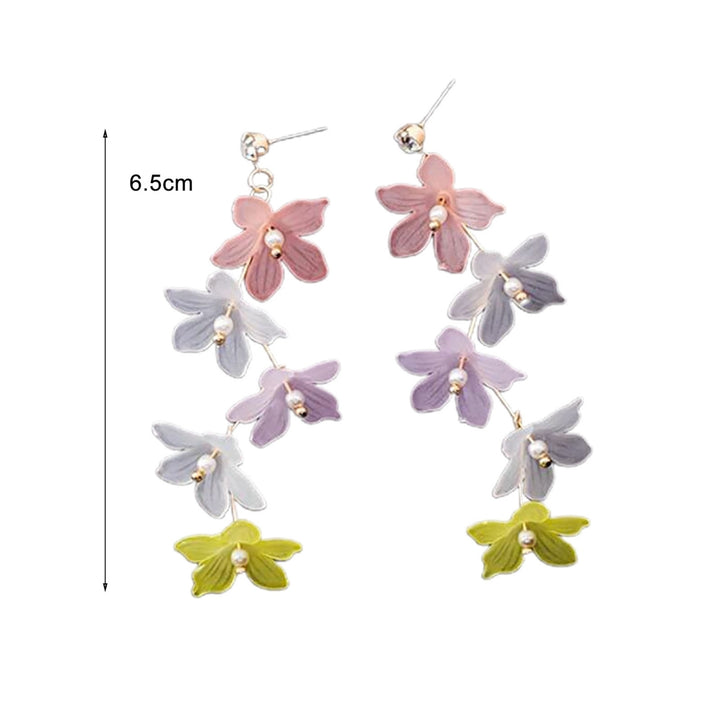 1 Pair Faux Pearls Decor Stud Earrings Rhinestone Fine Workmanship Acrylic Flower Tassel Hook Earrings Jewelry Gift Image 8