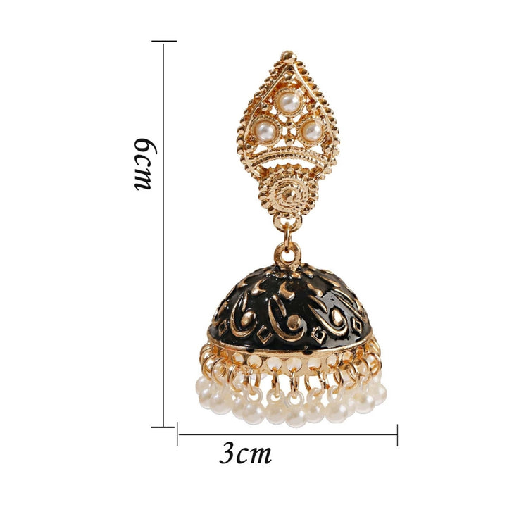 1 Pair Water Drop Hollow Women Earrings Alloy Carved Bell Faux Pearls Drop Earrings Party Jewelry Image 11