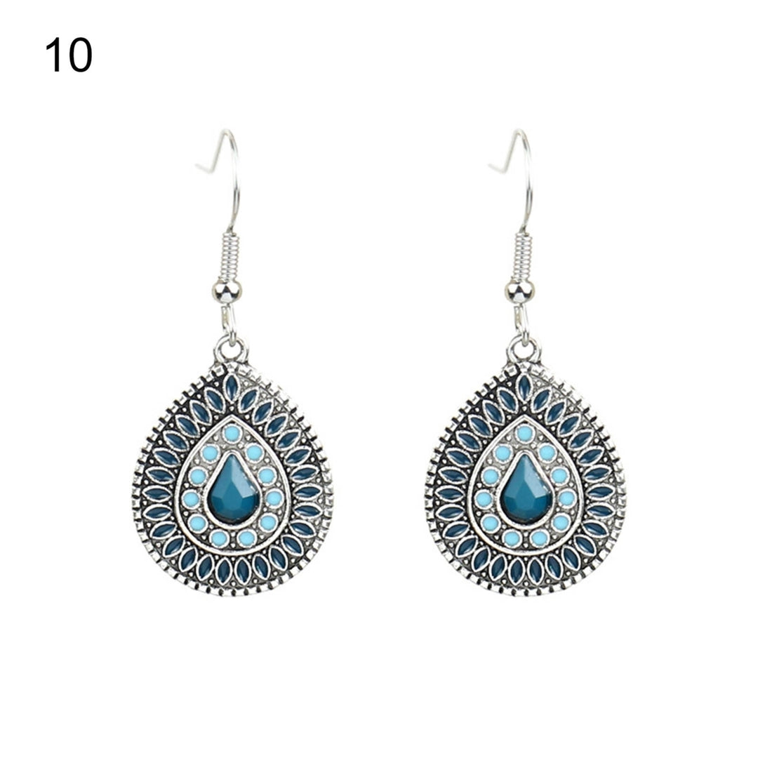 1 Pair Earring Water Drop Shape Bohemia Style Glitter Dangle Hanging Ear Ornaments Ear Accessoies for Lady Image 2