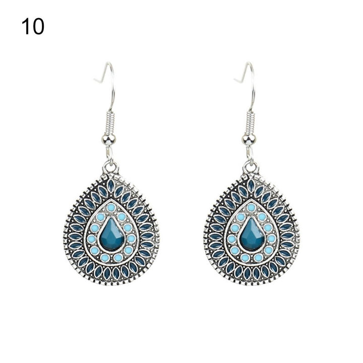 1 Pair Earring Water Drop Shape Bohemia Style Glitter Dangle Hanging Ear Ornaments Ear Accessoies for Lady Image 1