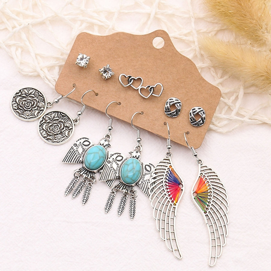 1 Set Feather Design Hoop Earrings All Match Alloy Comfortable Wear Earrings for Daily Image 1