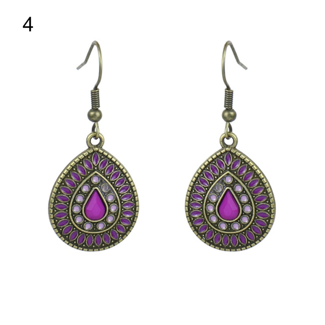 1 Pair Earring Water Drop Shape Bohemia Style Glitter Dangle Hanging Ear Ornaments Ear Accessoies for Lady Image 6