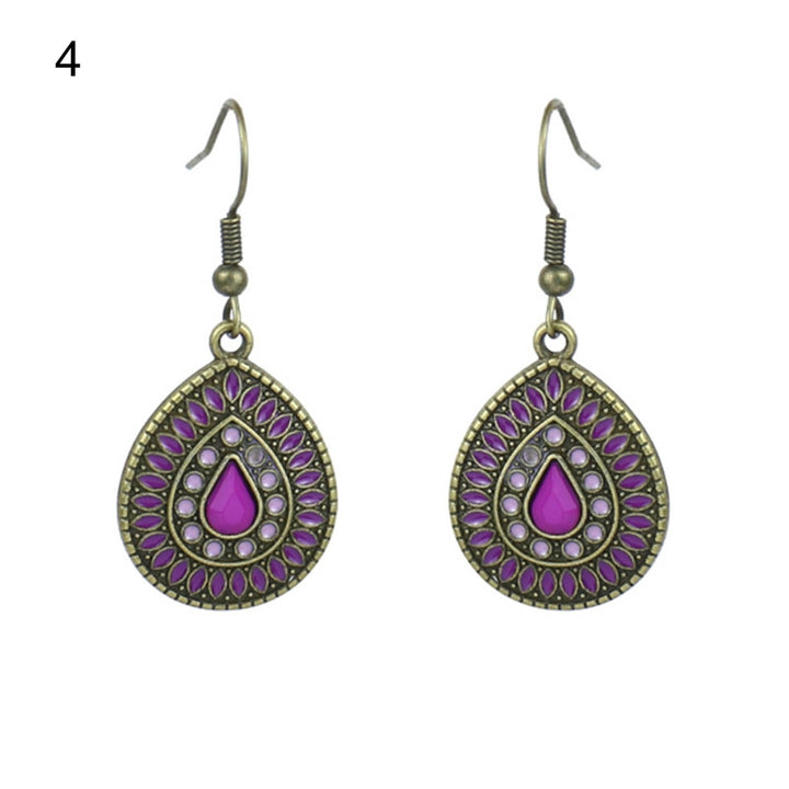 1 Pair Earring Water Drop Shape Bohemia Style Glitter Dangle Hanging Ear Ornaments Ear Accessoies for Lady Image 6