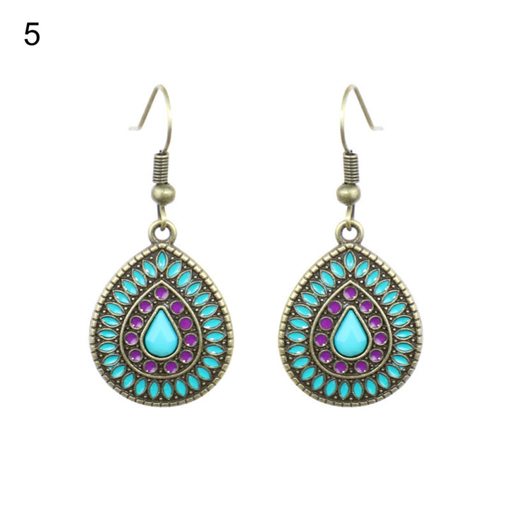 1 Pair Earring Water Drop Shape Bohemia Style Glitter Dangle Hanging Ear Ornaments Ear Accessoies for Lady Image 7