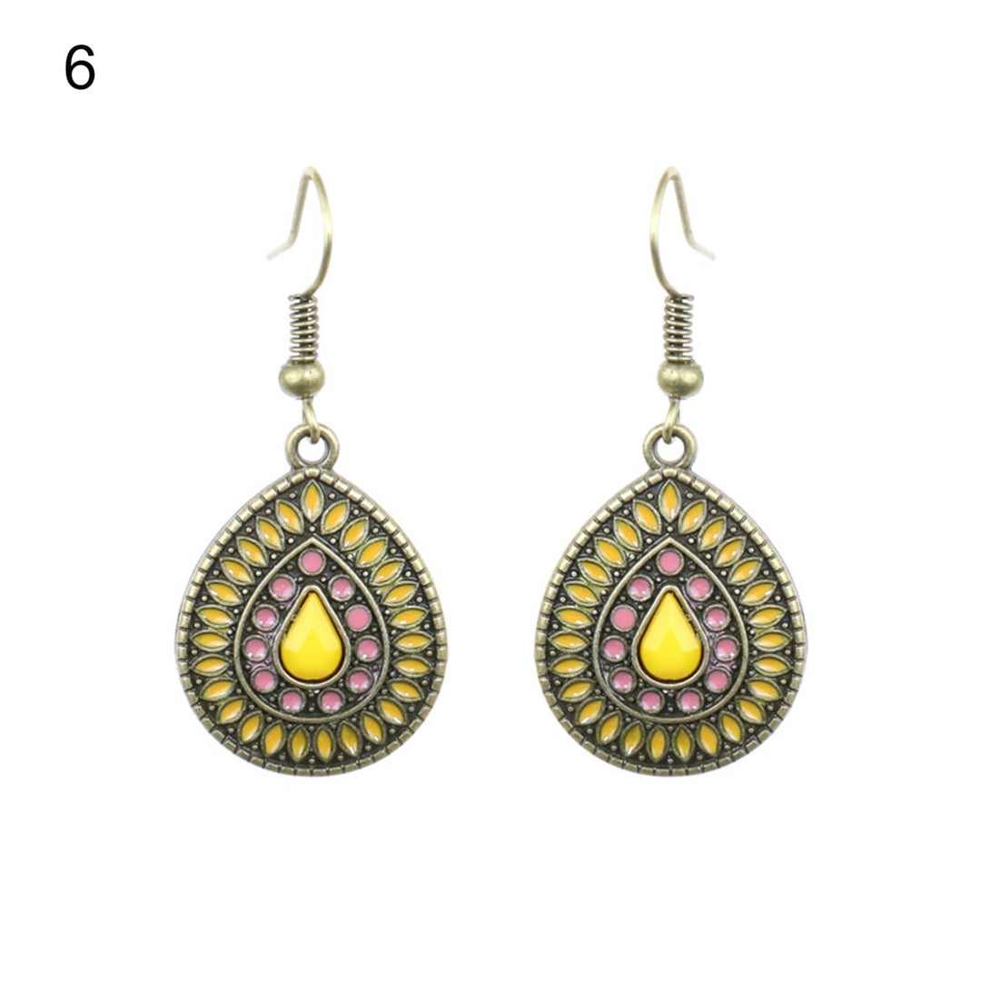 1 Pair Earring Water Drop Shape Bohemia Style Glitter Dangle Hanging Ear Ornaments Ear Accessoies for Lady Image 8