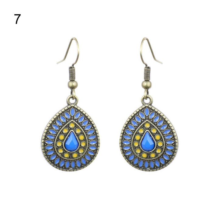 1 Pair Earring Water Drop Shape Bohemia Style Glitter Dangle Hanging Ear Ornaments Ear Accessoies for Lady Image 9