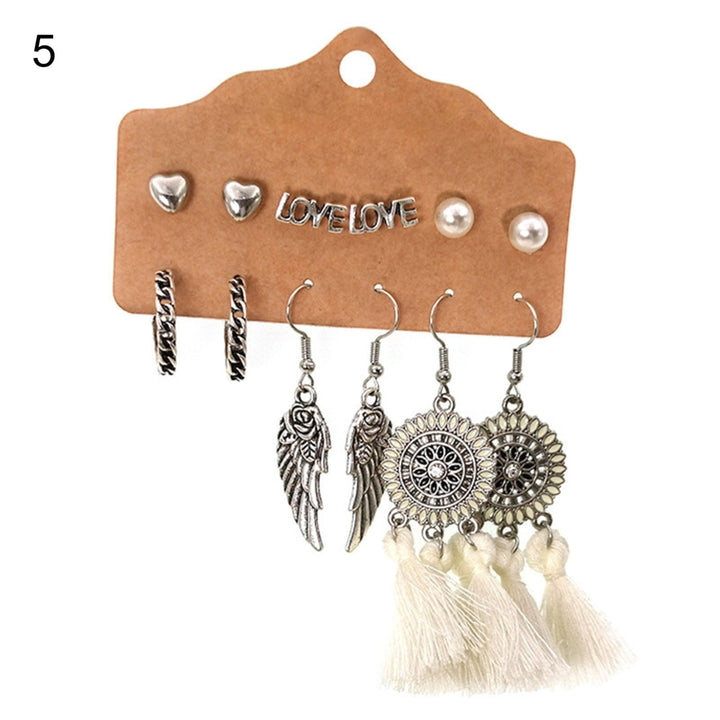 1 Set Feather Design Hoop Earrings All Match Alloy Comfortable Wear Earrings for Daily Image 6