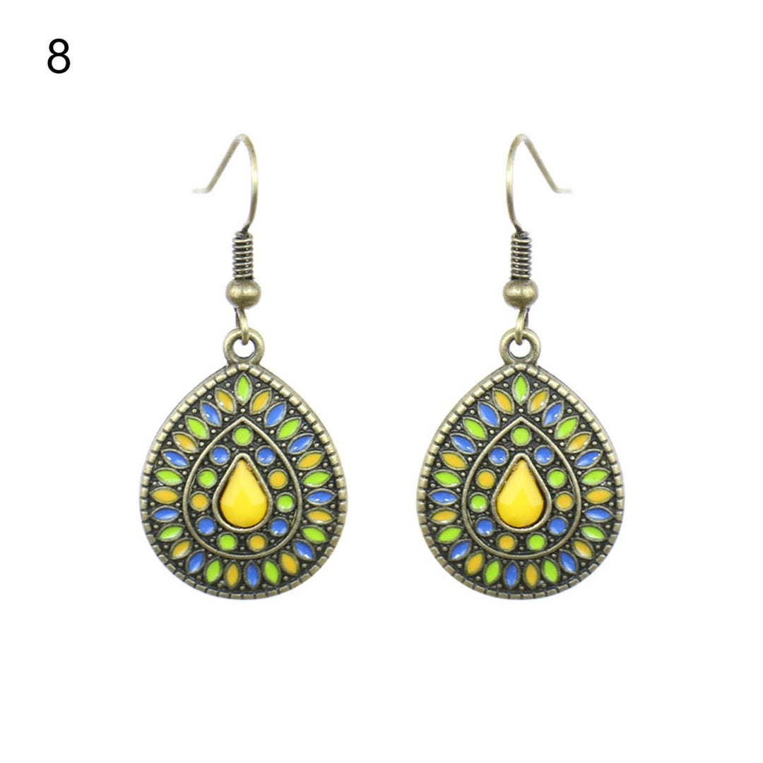 1 Pair Earring Water Drop Shape Bohemia Style Glitter Dangle Hanging Ear Ornaments Ear Accessoies for Lady Image 10