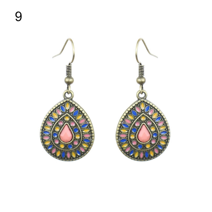 1 Pair Earring Water Drop Shape Bohemia Style Glitter Dangle Hanging Ear Ornaments Ear Accessoies for Lady Image 11