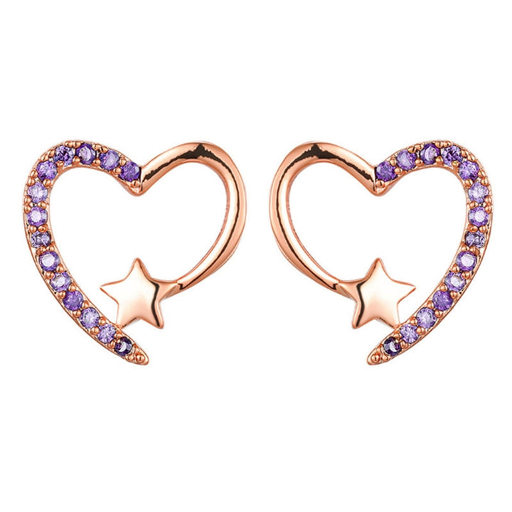 1 Pair Women Earrings Exquisite Workmanship Anti-rust Alloy Sparkling Heart Shape Ear Studs Wedding Supplies Image 6