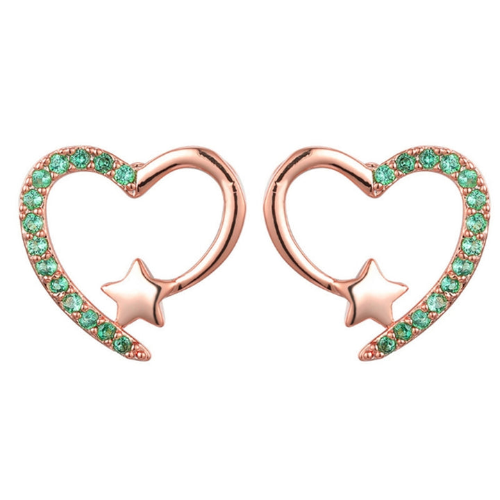 1 Pair Women Earrings Exquisite Workmanship Anti-rust Alloy Sparkling Heart Shape Ear Studs Wedding Supplies Image 7