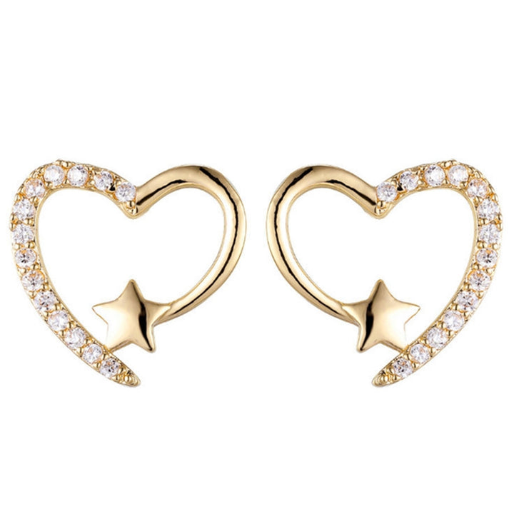 1 Pair Women Earrings Exquisite Workmanship Anti-rust Alloy Sparkling Heart Shape Ear Studs Wedding Supplies Image 9