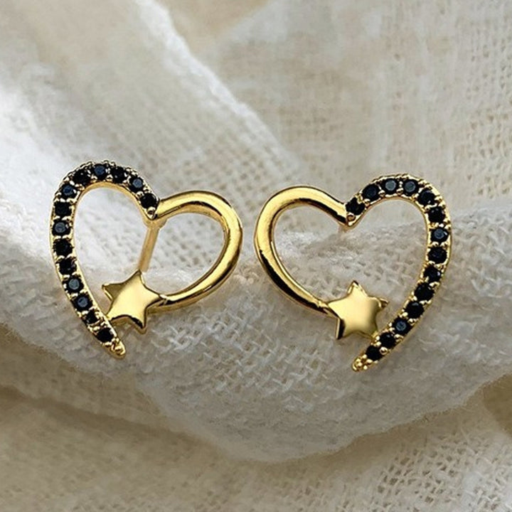 1 Pair Women Earrings Exquisite Workmanship Anti-rust Alloy Sparkling Heart Shape Ear Studs Wedding Supplies Image 11