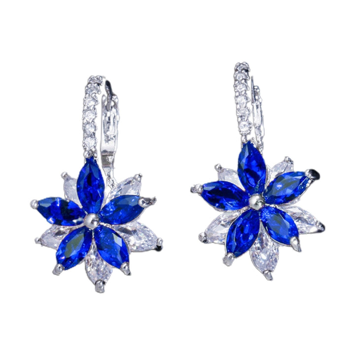 1 Pair Dangle Earrings Flower Rhinestones Jewelry Exquisite Sparkling Ear Clasp Earrings for Daily Wear Image 4