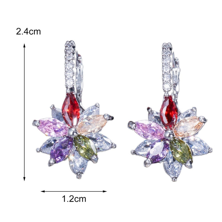 1 Pair Dangle Earrings Flower Rhinestones Jewelry Exquisite Sparkling Ear Clasp Earrings for Daily Wear Image 11