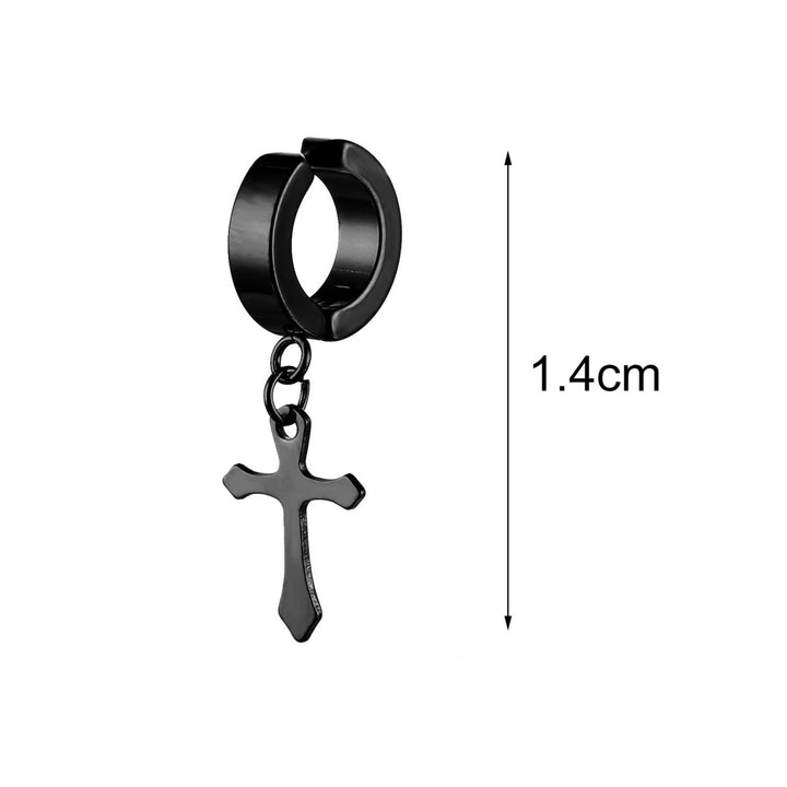 1 Pair Unisex Dangle Earrings Cross Hip Hop Jewelry Simple Bright Luster Hoop Earrings for Daily Wear Image 4