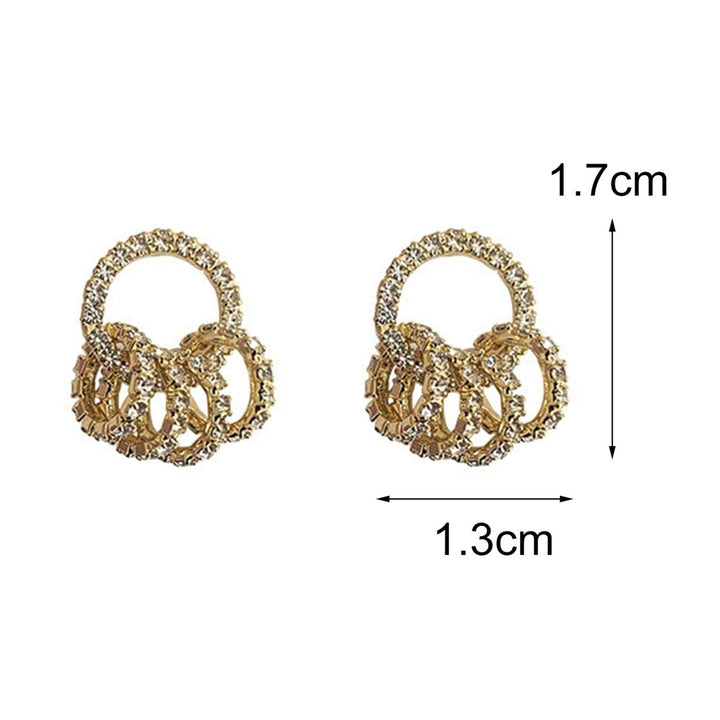 1 Pair Exquisite Charming Women Earrings Gift Rhinestone Shining Circle Stud Earrings Jewelry Accessory Image 4