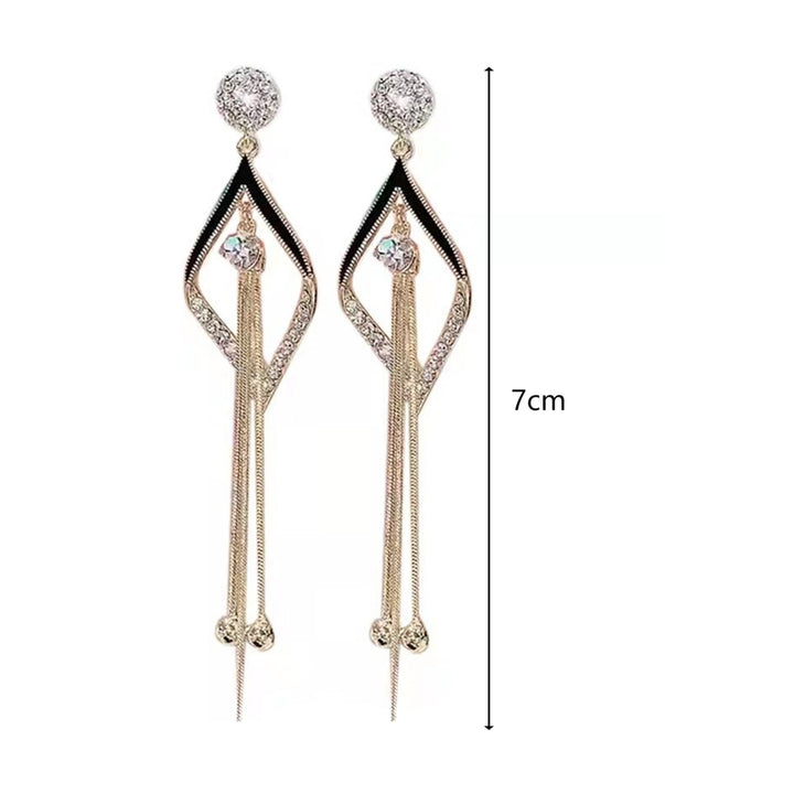 1 Pair Women Earrings Tassel Rhinestone Durable Romantic Drop Earrings for Dating Image 4
