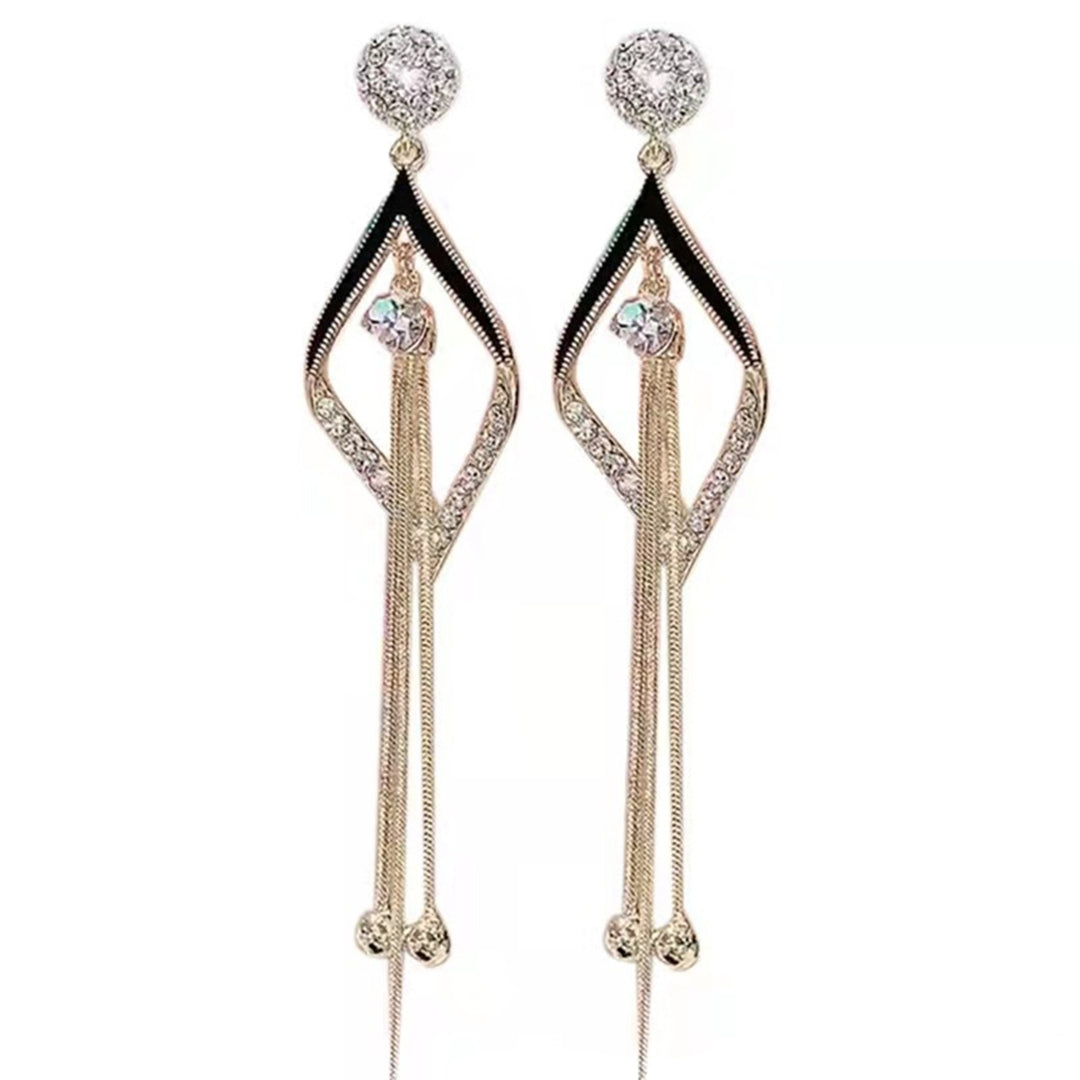 1 Pair Women Earrings Tassel Rhinestone Durable Romantic Drop Earrings for Dating Image 8