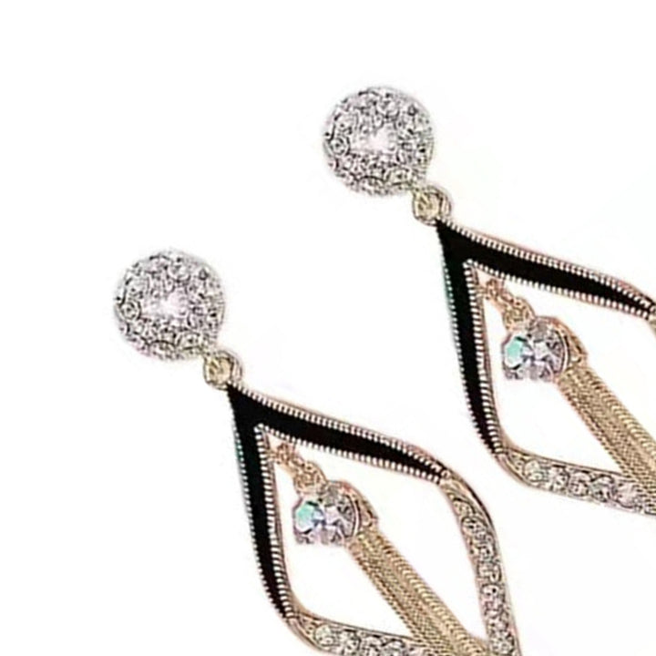 1 Pair Women Earrings Tassel Rhinestone Durable Romantic Drop Earrings for Dating Image 9