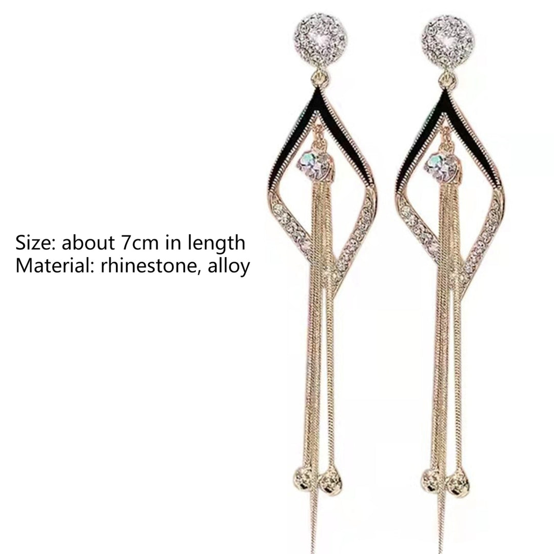 1 Pair Women Earrings Tassel Rhinestone Durable Romantic Drop Earrings for Dating Image 11