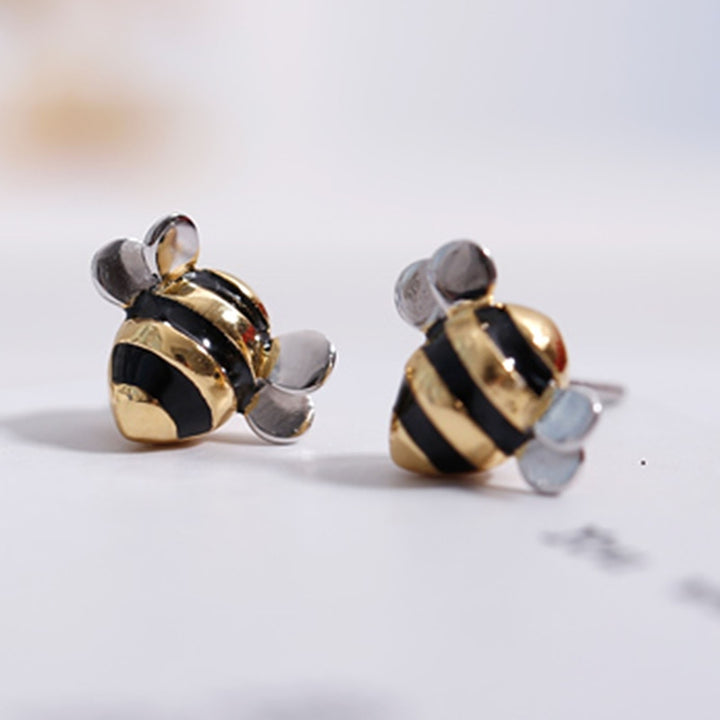 Women Stud Earrings Bee Shape Long Lasting Jewelry Lightweight Bright Luster Ear Studs Necklace for Wedding Image 9