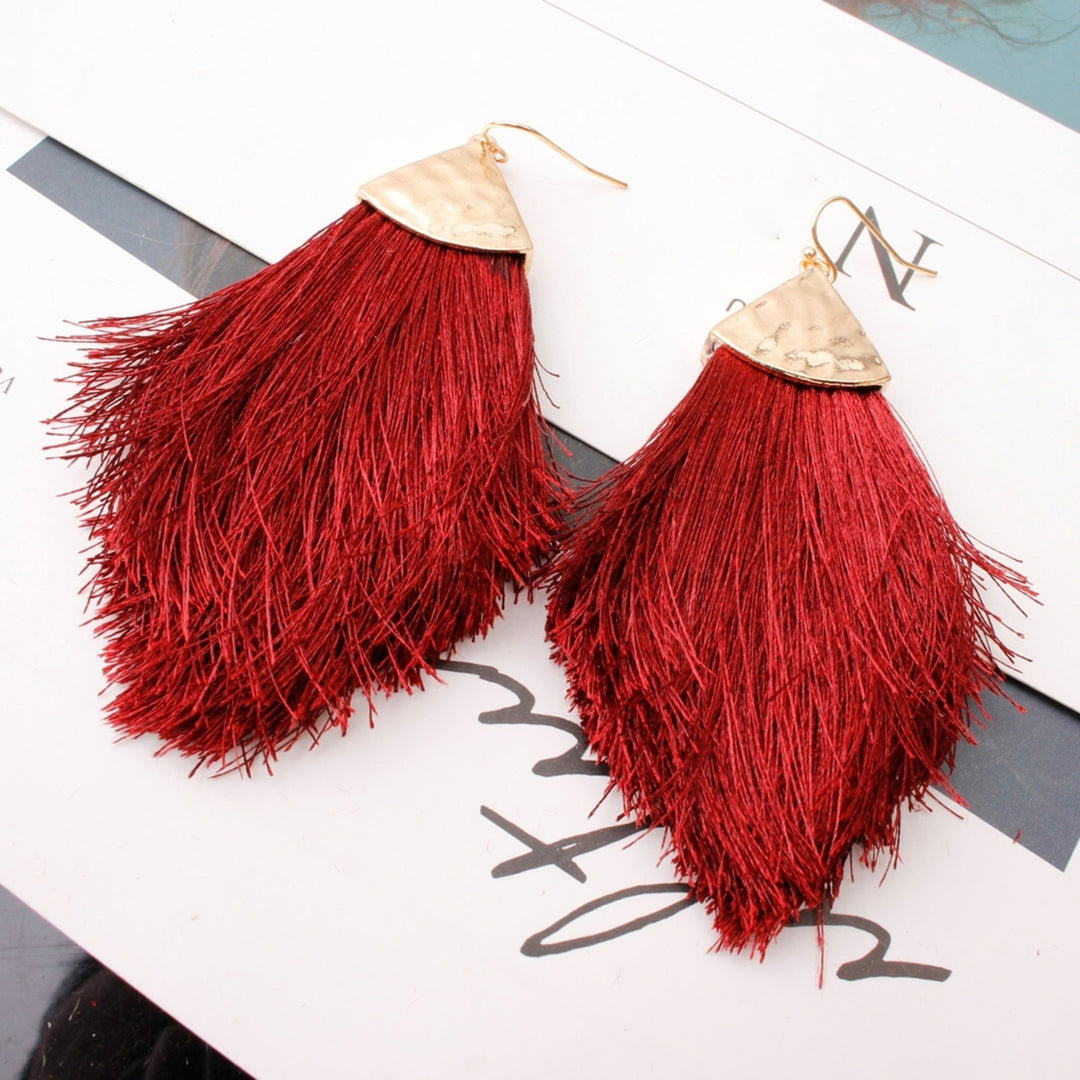 1 Pair Women Earrings Tassel Bohemia Style Fringe Lightweight Drop Earrings for Daily Wear Image 1