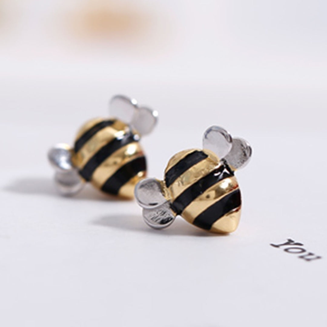 Women Stud Earrings Bee Shape Long Lasting Jewelry Lightweight Bright Luster Ear Studs Necklace for Wedding Image 10