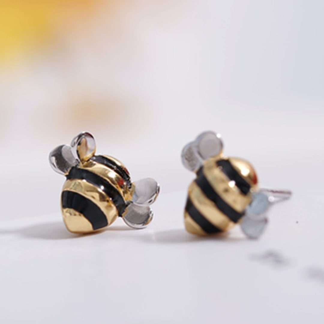 Women Stud Earrings Bee Shape Long Lasting Jewelry Lightweight Bright Luster Ear Studs Necklace for Wedding Image 11