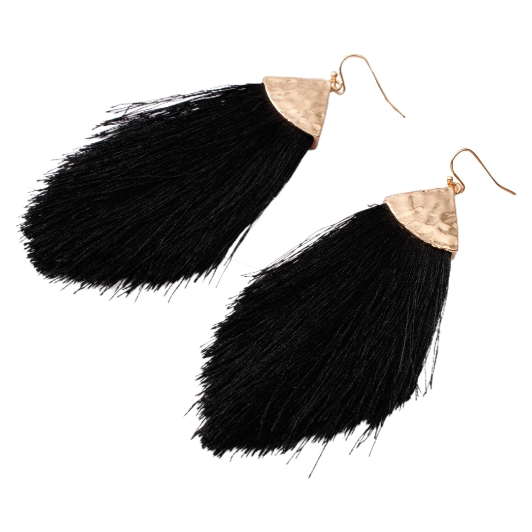 1 Pair Women Earrings Tassel Bohemia Style Fringe Lightweight Drop Earrings for Daily Wear Image 2