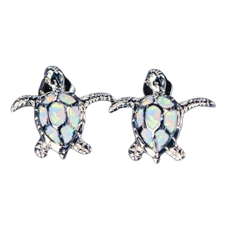 1 Pair Inlaid Faux Gem Women Earrings Charm Gift Cute Sea Turtle Stud Earrings Jewelry Accessory Image 2