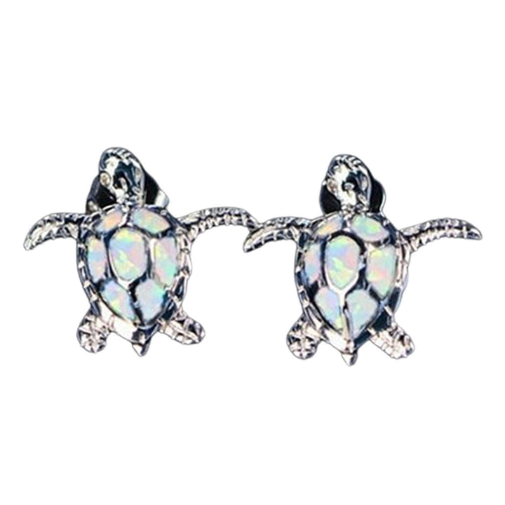 1 Pair Inlaid Faux Gem Women Earrings Charm Gift Cute Sea Turtle Stud Earrings Jewelry Accessory Image 1