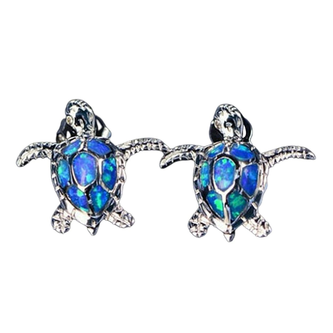 1 Pair Inlaid Faux Gem Women Earrings Charm Gift Cute Sea Turtle Stud Earrings Jewelry Accessory Image 1