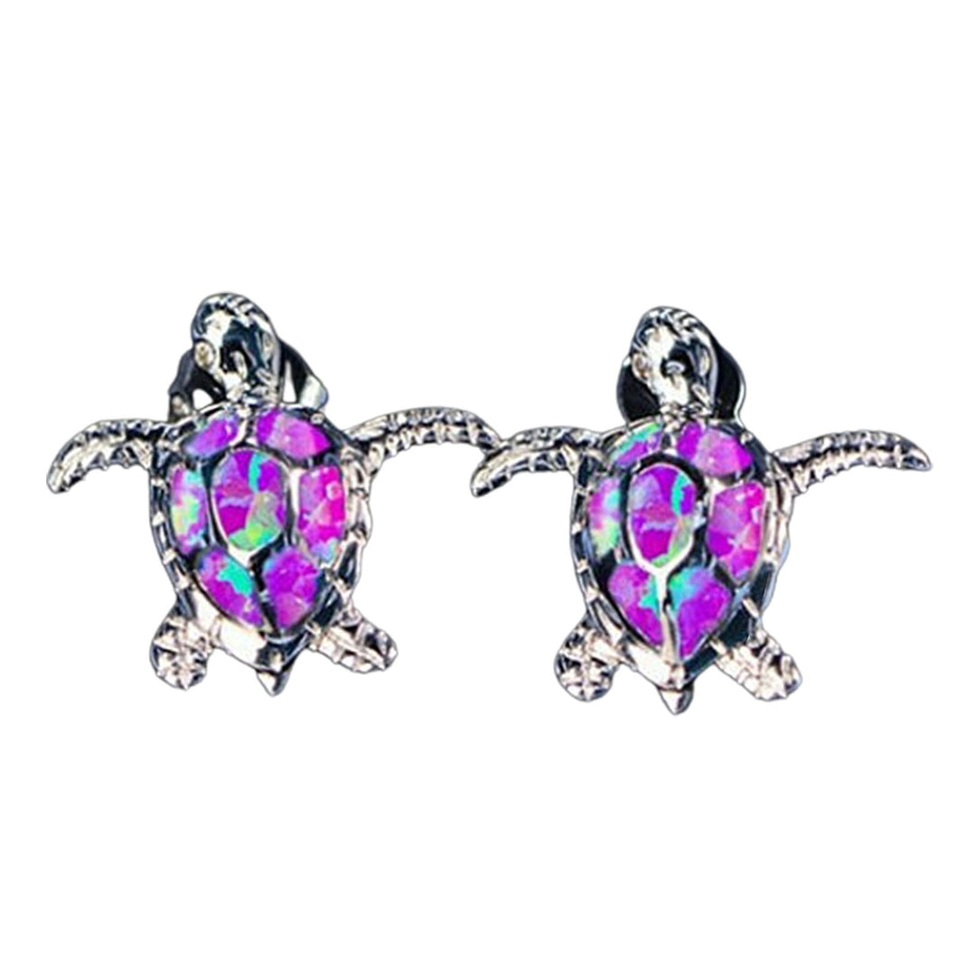 1 Pair Inlaid Faux Gem Women Earrings Charm Gift Cute Sea Turtle Stud Earrings Jewelry Accessory Image 4