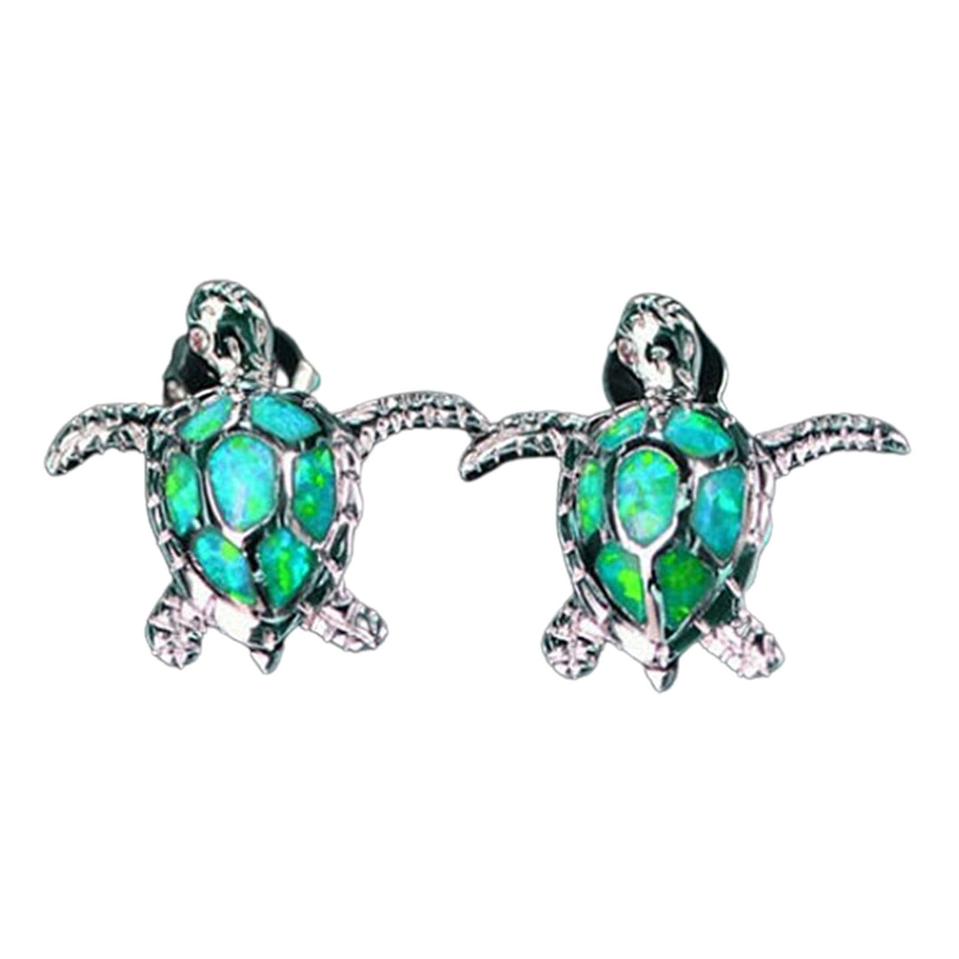 1 Pair Inlaid Faux Gem Women Earrings Charm Gift Cute Sea Turtle Stud Earrings Jewelry Accessory Image 4