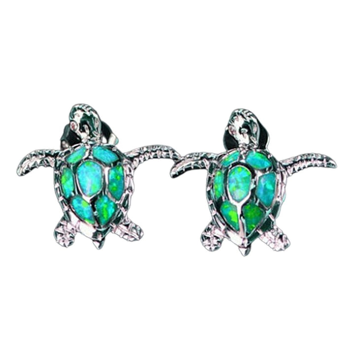 1 Pair Inlaid Faux Gem Women Earrings Charm Gift Cute Sea Turtle Stud Earrings Jewelry Accessory Image 1