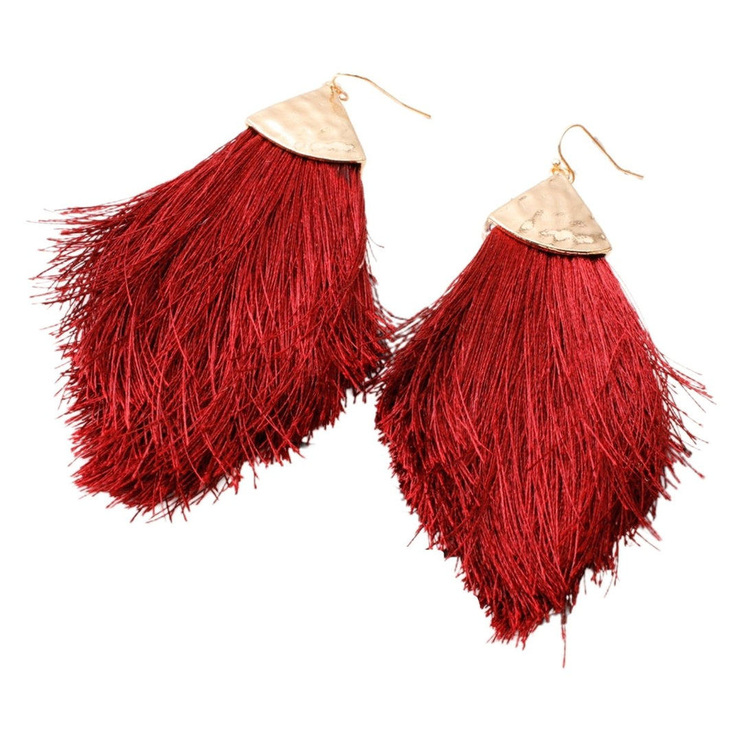 1 Pair Women Earrings Tassel Bohemia Style Fringe Lightweight Drop Earrings for Daily Wear Image 1