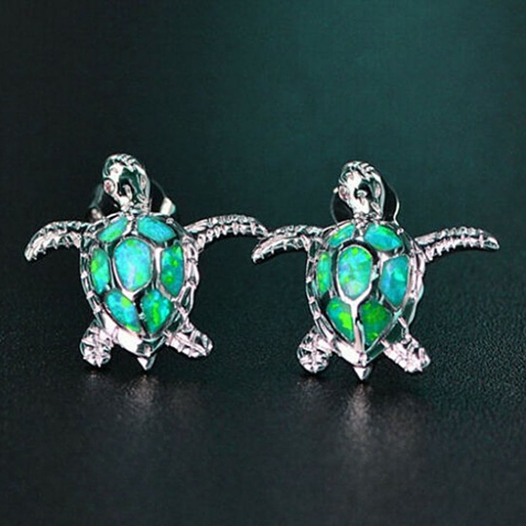1 Pair Inlaid Faux Gem Women Earrings Charm Gift Cute Sea Turtle Stud Earrings Jewelry Accessory Image 9