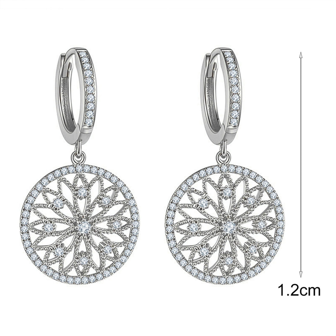 1 Pair Women Dangle Earrings Hollow Out Dreamcatcher Shape Jewelry Round Sparkling Hoop Earrings for Daily Wear Image 7