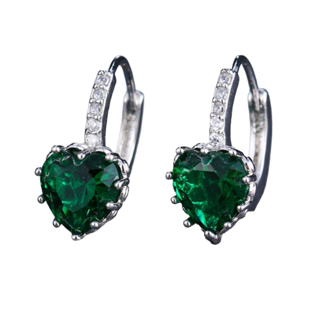 1 Pair Luxury Romantic Copper Round Earrings Heart Shaped Cubic Zirconia Hoop Earrings Party Jewelry Image 6