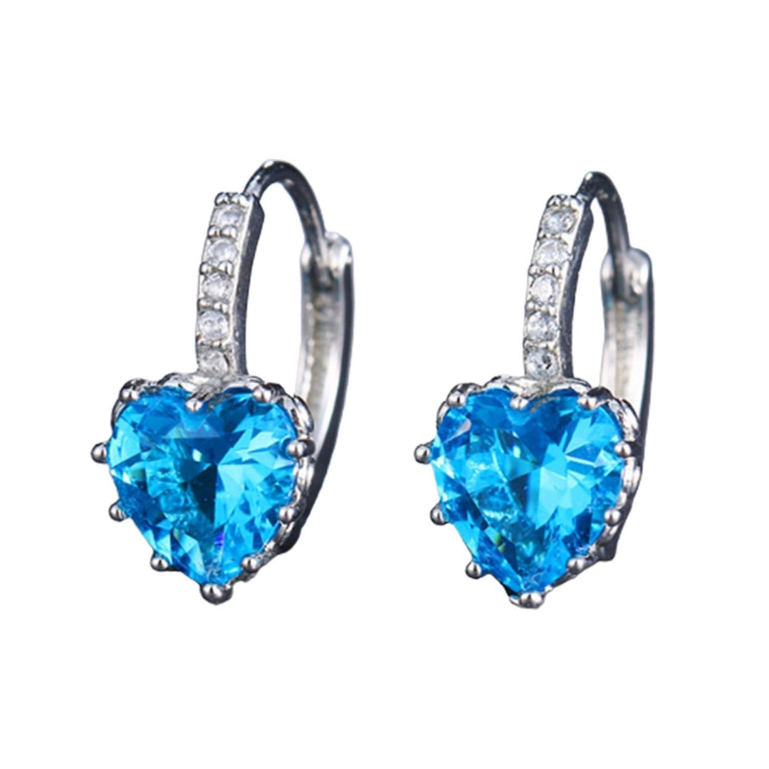 1 Pair Luxury Romantic Copper Round Earrings Heart Shaped Cubic Zirconia Hoop Earrings Party Jewelry Image 9