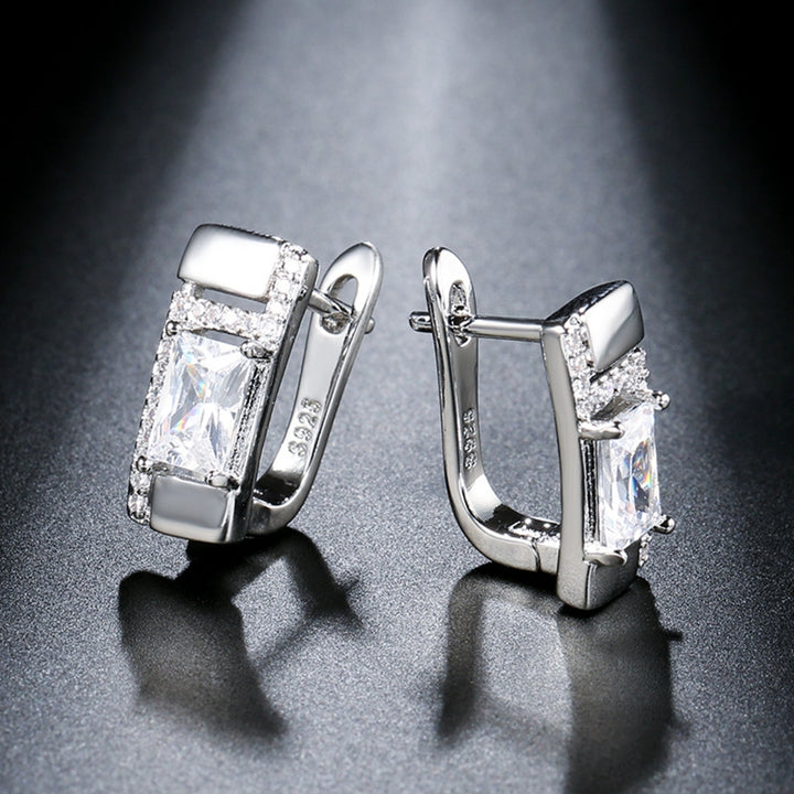 1 Pair Stud Earrings Square Rhinestone Jewelry Fashion Appearance Korean Style Ear Studs for Daily Wear Image 1