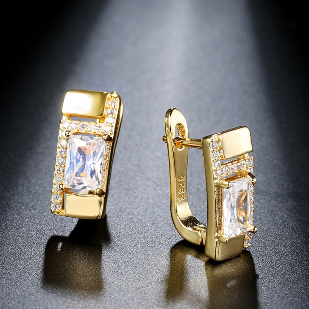 1 Pair Stud Earrings Square Rhinestone Jewelry Fashion Appearance Korean Style Ear Studs for Daily Wear Image 2